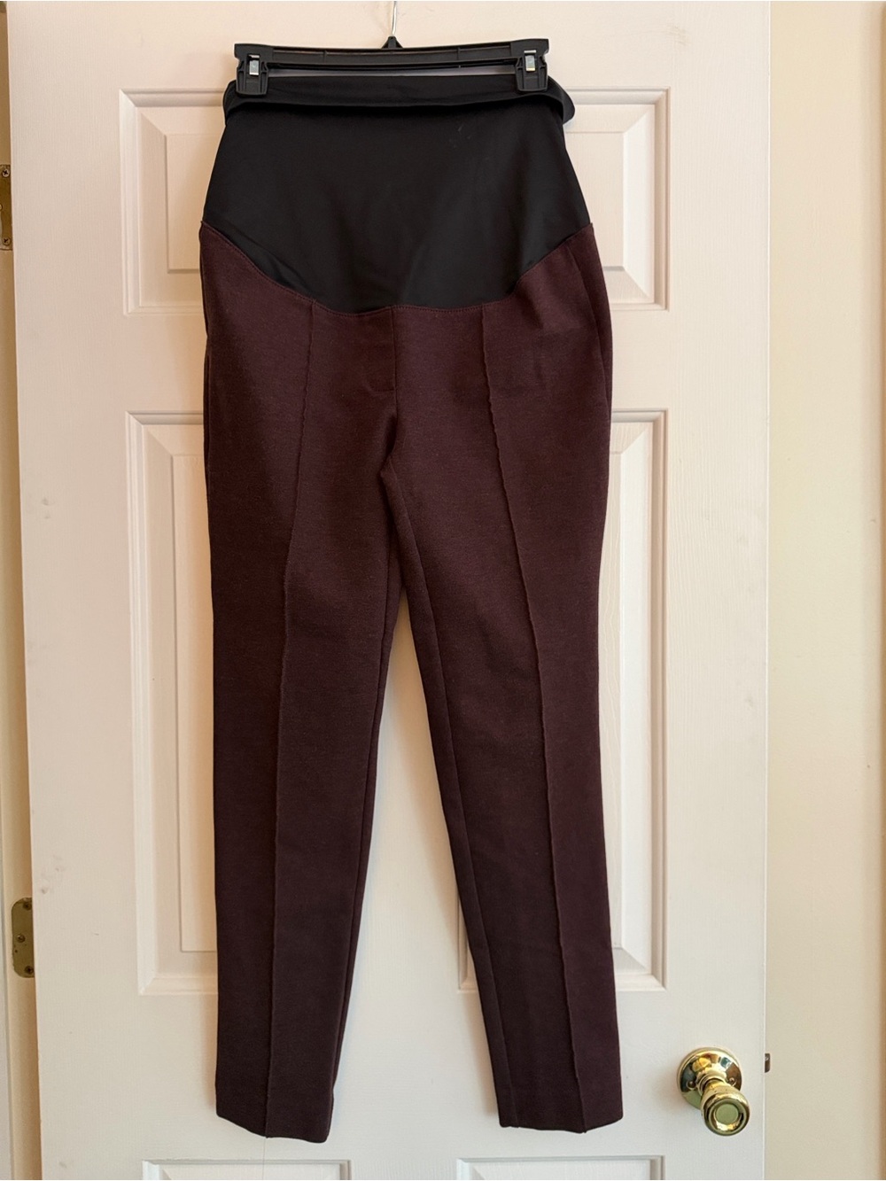 Loft High-Waist Ponte Maternity Pants in Dark Maroon size 8M
